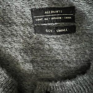All Saints sweater grey wool blend.